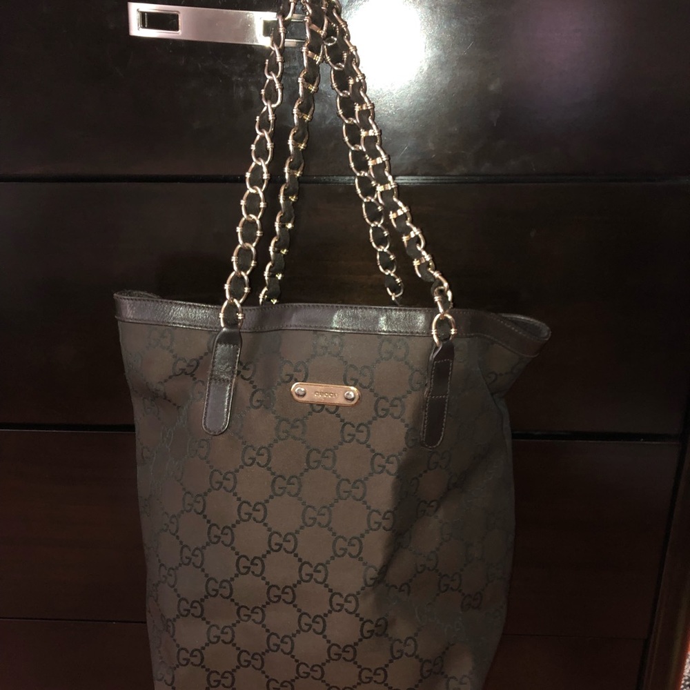 Authentic.....Gucci Tote Bag with Chain Straps.